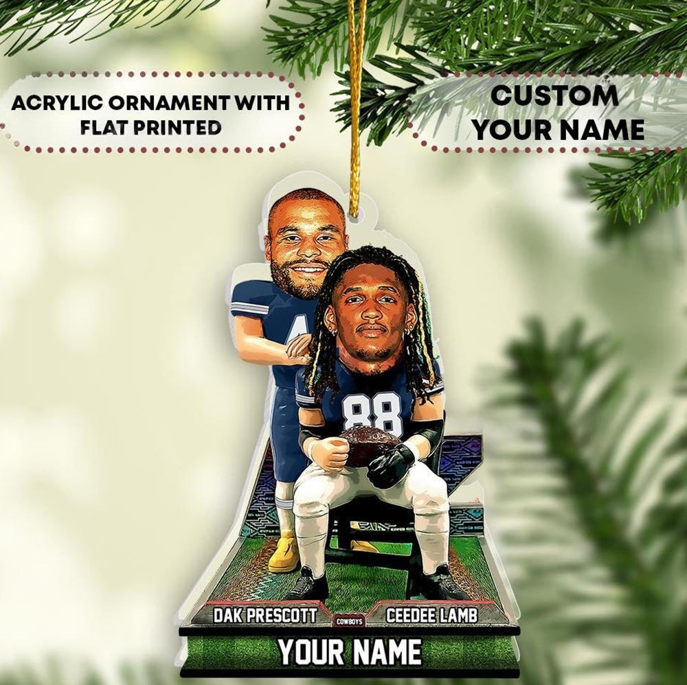 Custom Cowboys Football Christmas Ornament Dak Prescott Ceedee Lamb Step Brothers Dallas Funny Shape Ornament