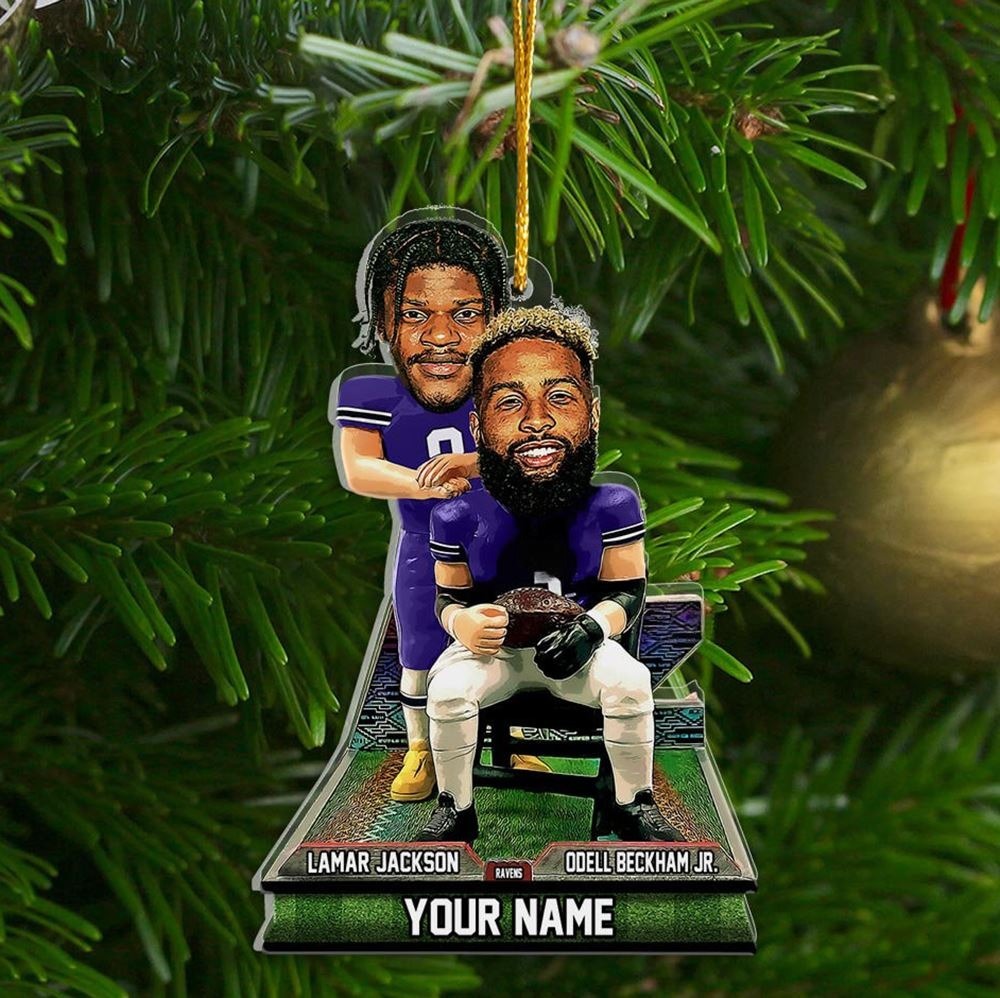 Custom Ravens Football Christmas Ornament Lamar Jackson Odell Beckham Jr Step Brothers Baltimore Shape Ornament - Image 2