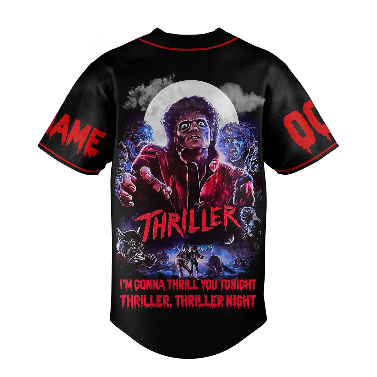Michael Jackson’s Thriller I’m Gonna Thrill You Tonight Thriller, Thriller Night Personalized Baseball Jersey - Image 3