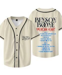 Custom Color Benson Boone American Heart Tracklist Baseball Jacket V-neck Short Sleeve T-Shirts