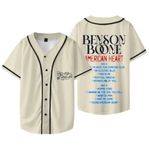 Custom Color Benson Boone American Heart Tracklist Baseball Jacket V-neck Short Sleeve T-Shirts