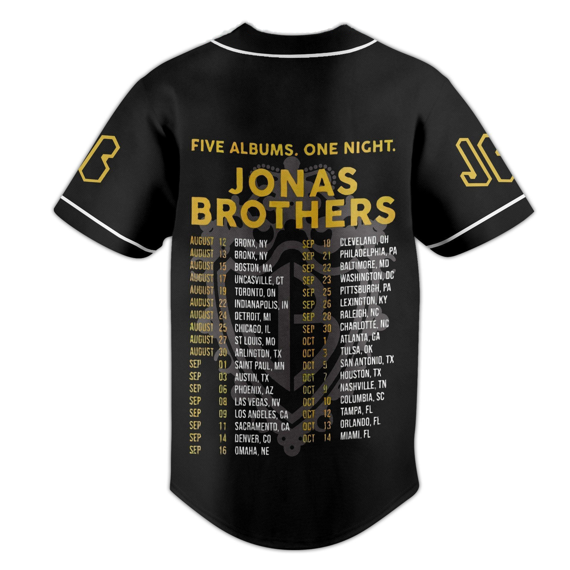 Jonas Brothers Five Albums One Night Black Design Baseball Jersey, Custom Color Jersey - Image 6