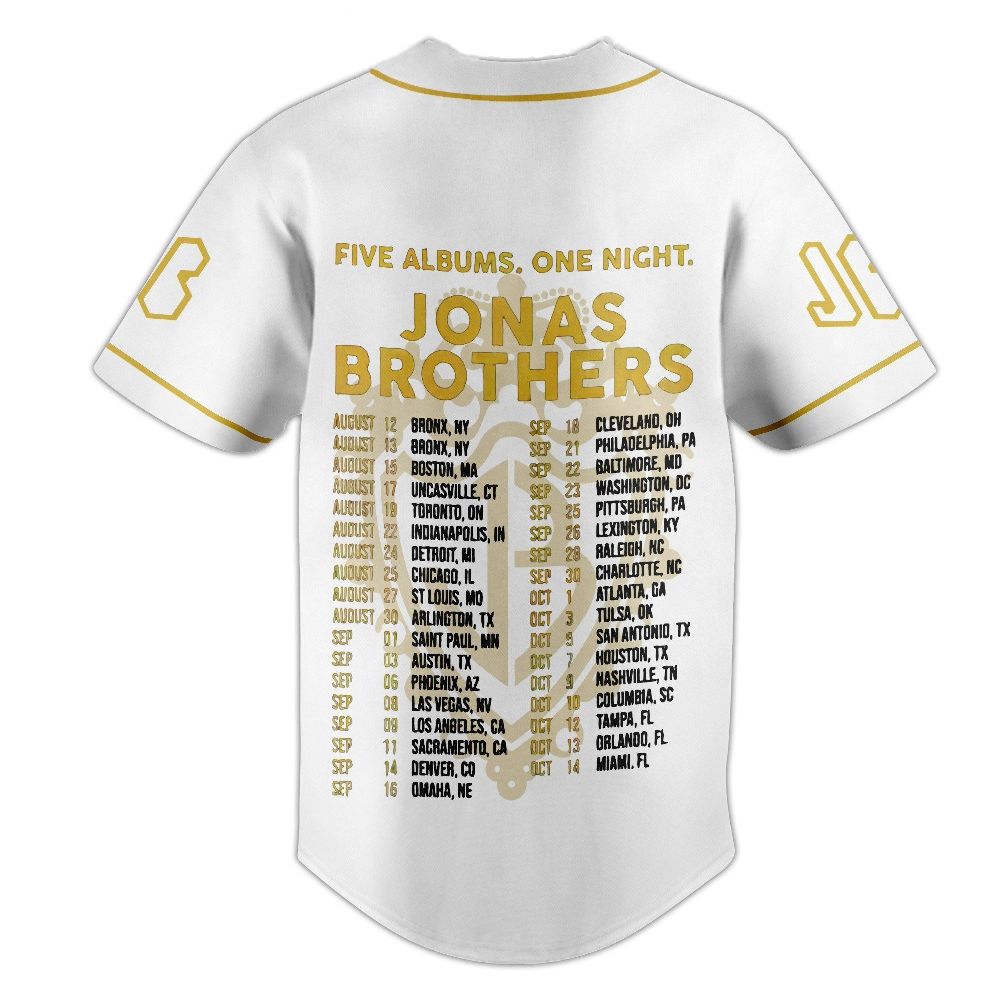 Jonas Brothers Five Albums One Night Black Design Baseball Jersey, Custom Color Jersey - Image 4