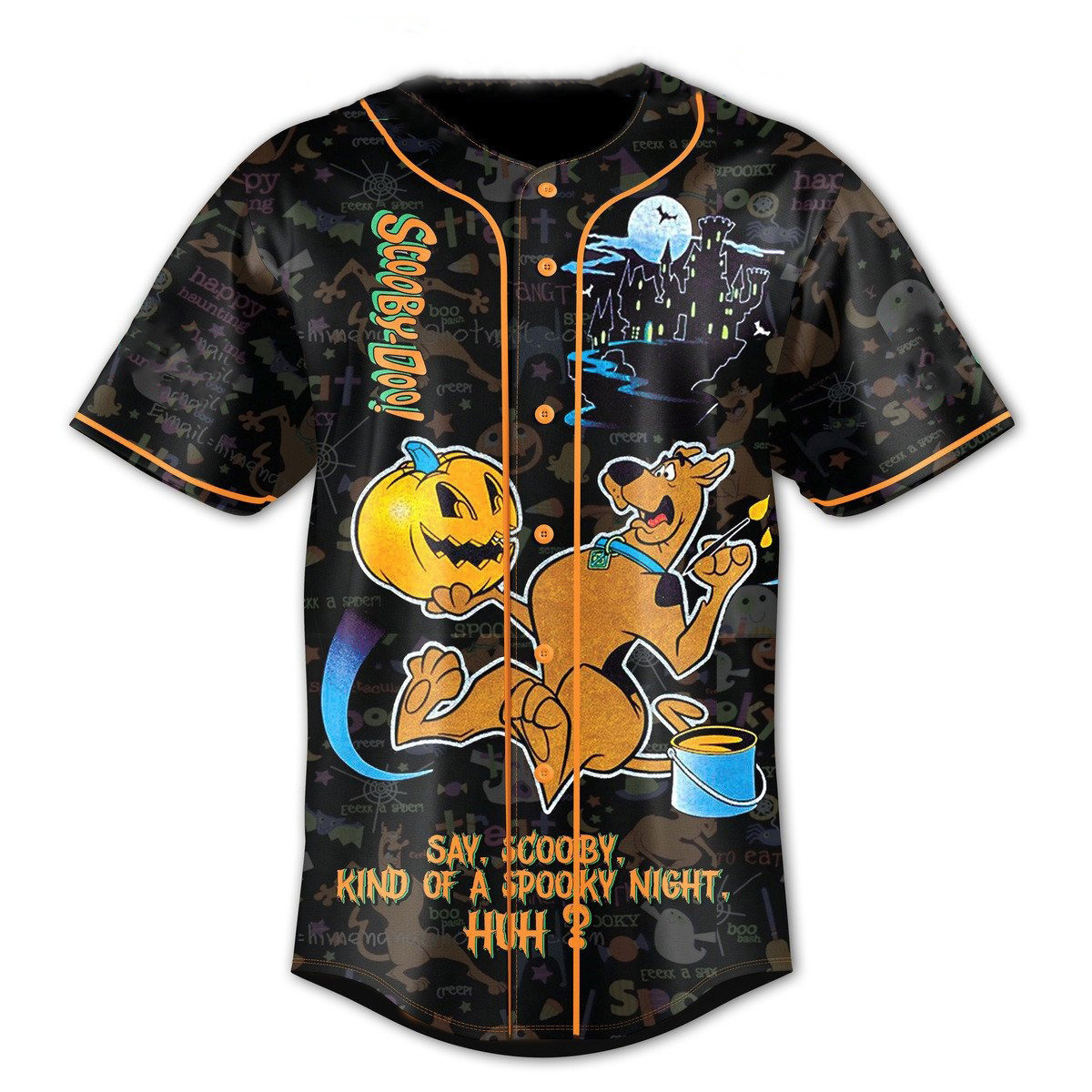 Scooby Doo Say Scooby Kind Of A Spooky Night Halloween Baseball Jersey - Image 3