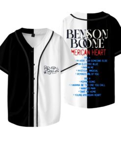 Alternative view of Custom Color Benson Boone American Heart Tracklist Baseball Jacket V-neck Short Sleeve T-Shirts