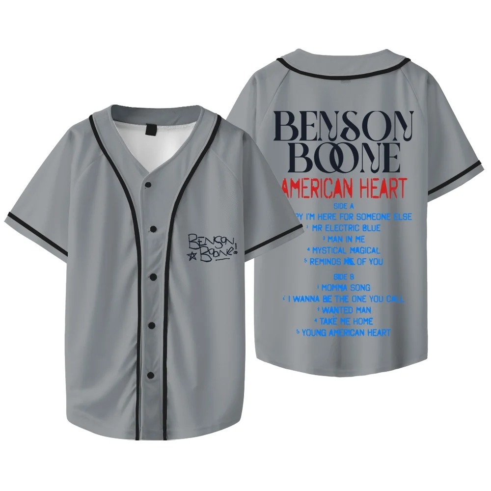 Custom Color Benson Boone American Heart Tracklist Baseball Jacket V-neck Short Sleeve T-Shirts - Image 7