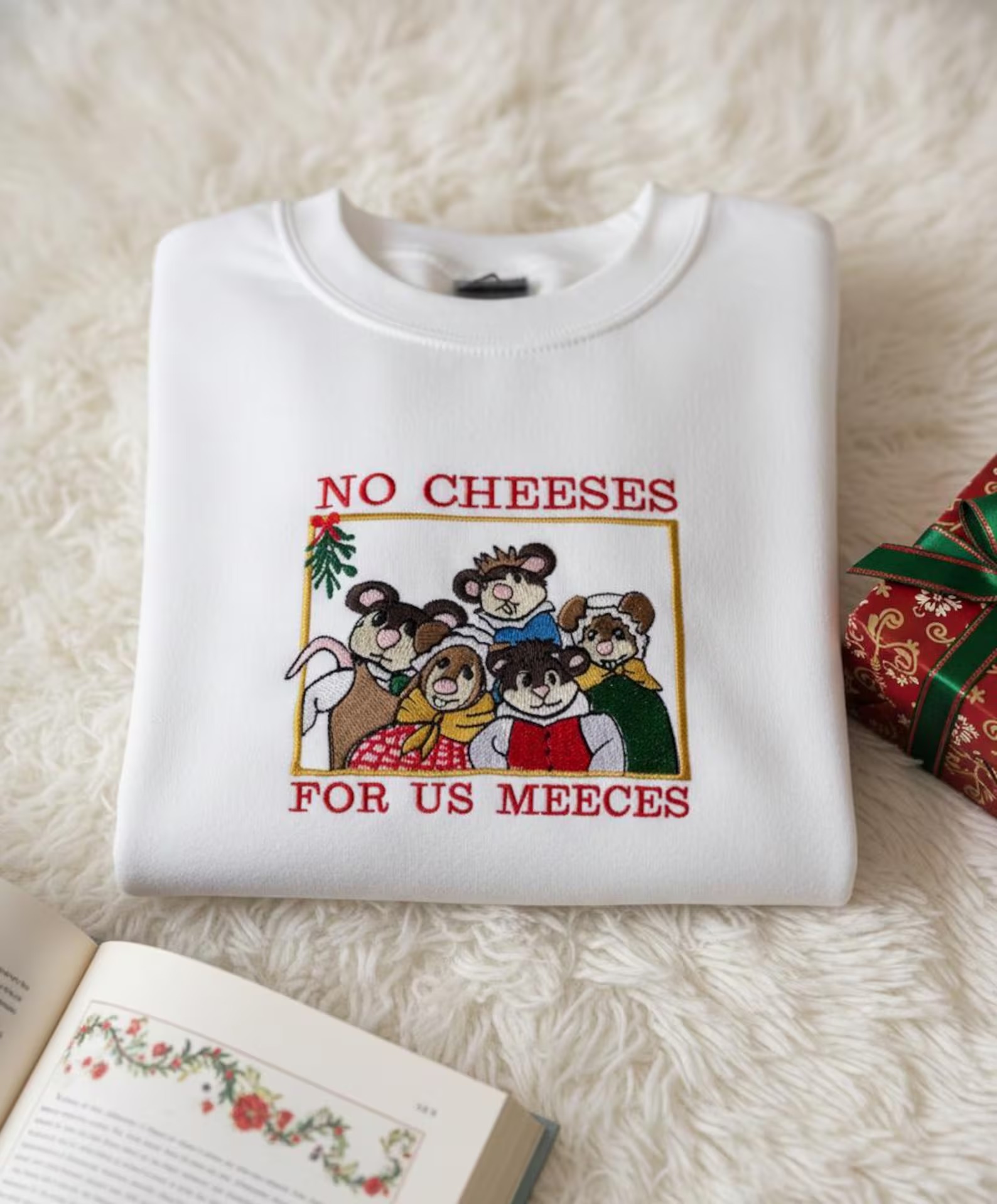 Embroidered No Cheeses For Us Meeces Christmas Disney Sweatshirt, The Muppets Christmas Embroidered Sweatshirt