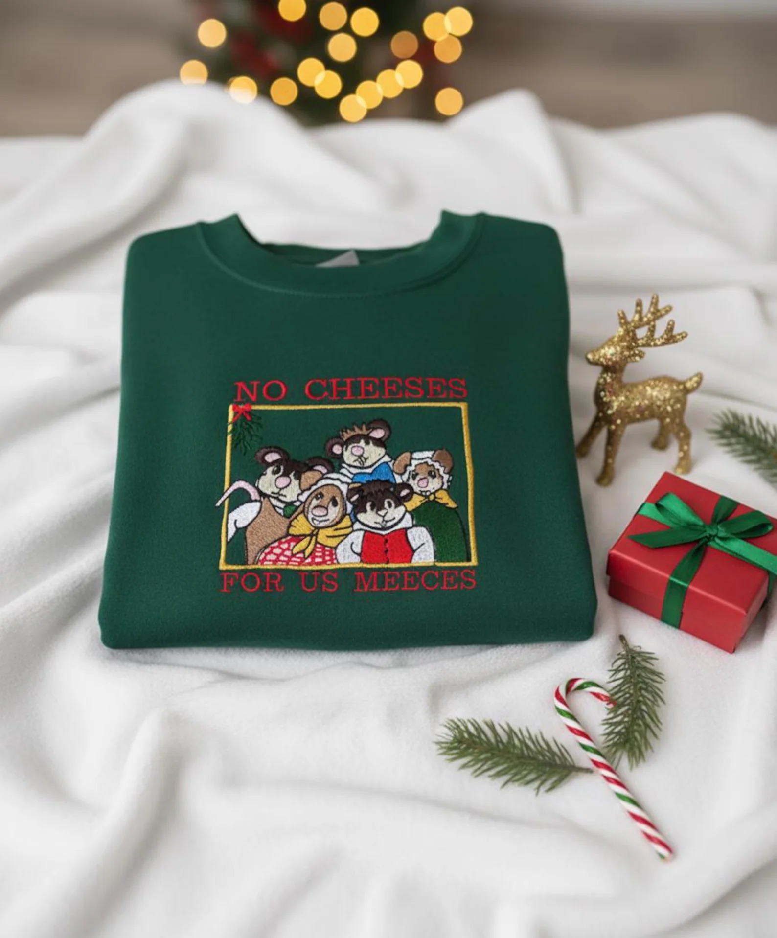 Embroidered No Cheeses For Us Meeces Christmas Disney Sweatshirt, The Muppets Christmas Embroidered Sweatshirt - Image 2