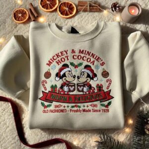 Embroidered Vintage Disney Hot Cocoa Christmas Sweatshirt, Mouse Minn Hot Cocoa Christmas Shirt, Disneyland Christmas Tee
