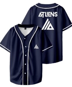 Alternative view of Atliens Merch Baseball Jersey For EDM Festivals Shirt Hip-hop V-neck Fashion Short Sleeve, Custom Color