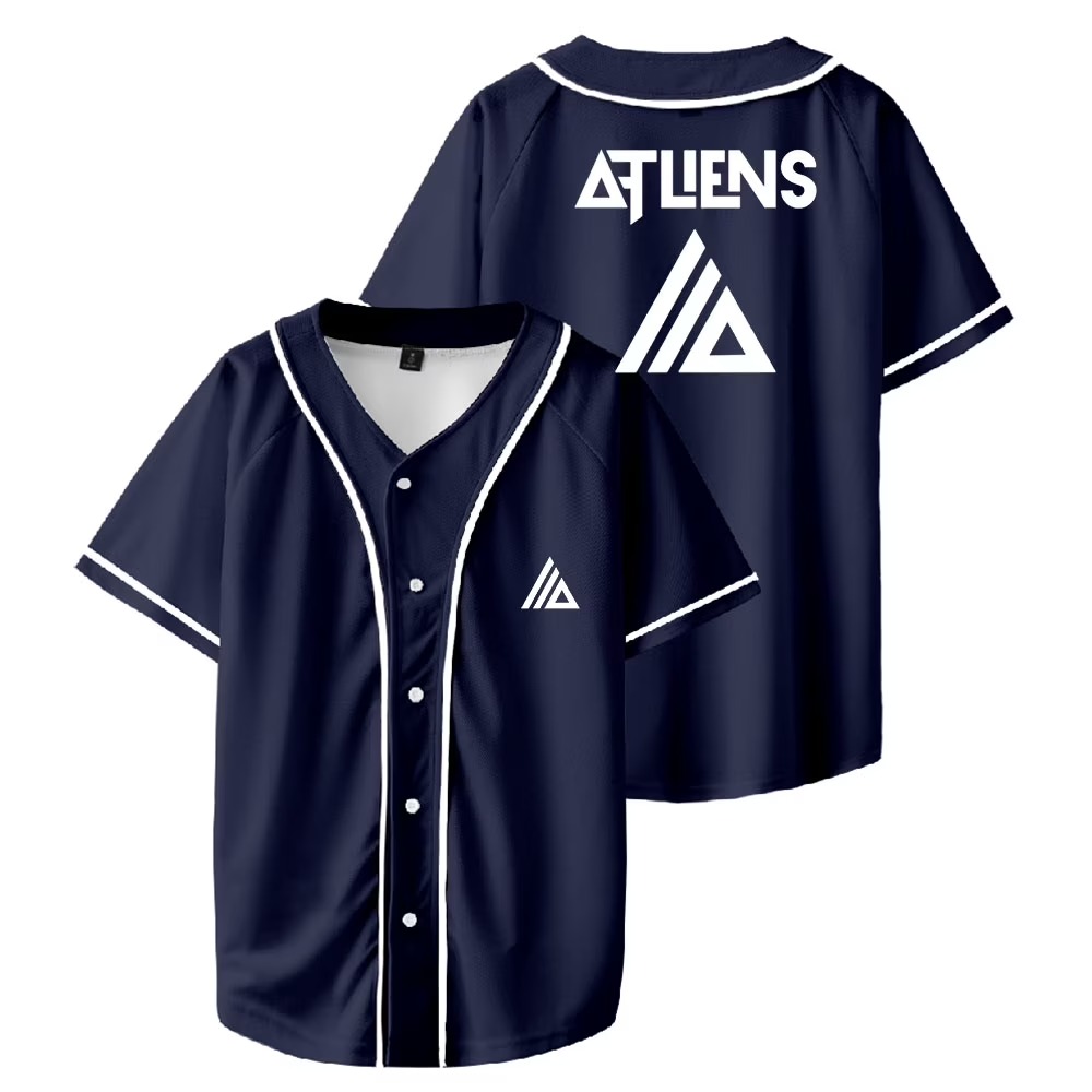Atliens Merch Baseball Jersey For EDM Festivals Shirt Hip-hop V-neck Fashion Short Sleeve, Custom Color - Image 2