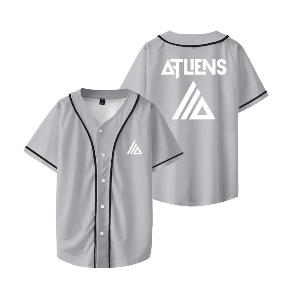 Atliens Merch Baseball Jersey For EDM Festivals Shirt Hip-hop V-neck Fashion Short Sleeve, Custom Color - Image 3
