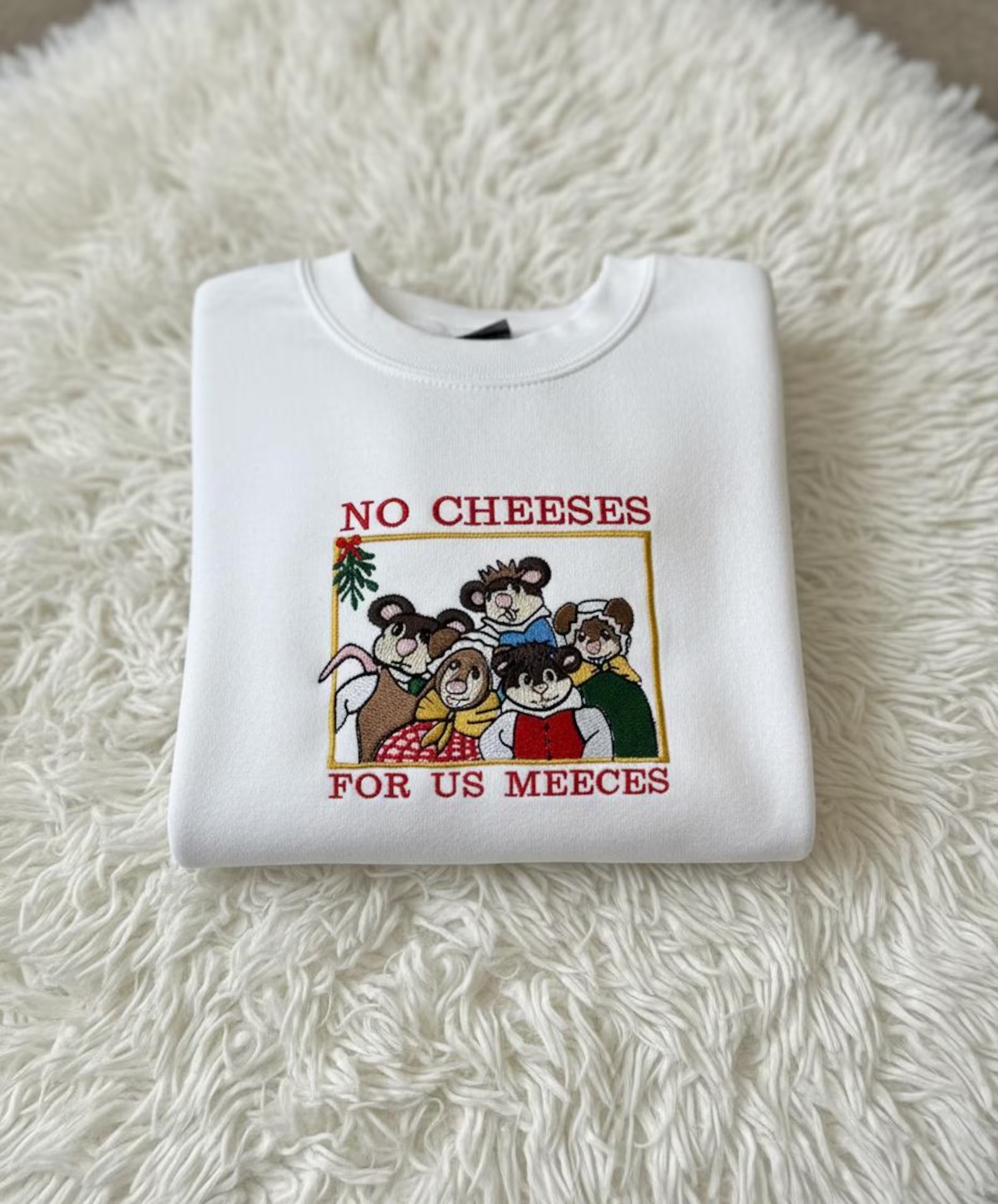 Embroidered No Cheeses For Us Meeces Christmas Disney Sweatshirt, The Muppets Christmas Embroidered Sweatshirt - Image 4