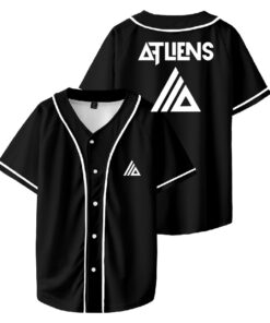 Atliens Merch Baseball Jersey For EDM Festivals Shirt Hip-hop V-neck Fashion Short Sleeve, Custom Color