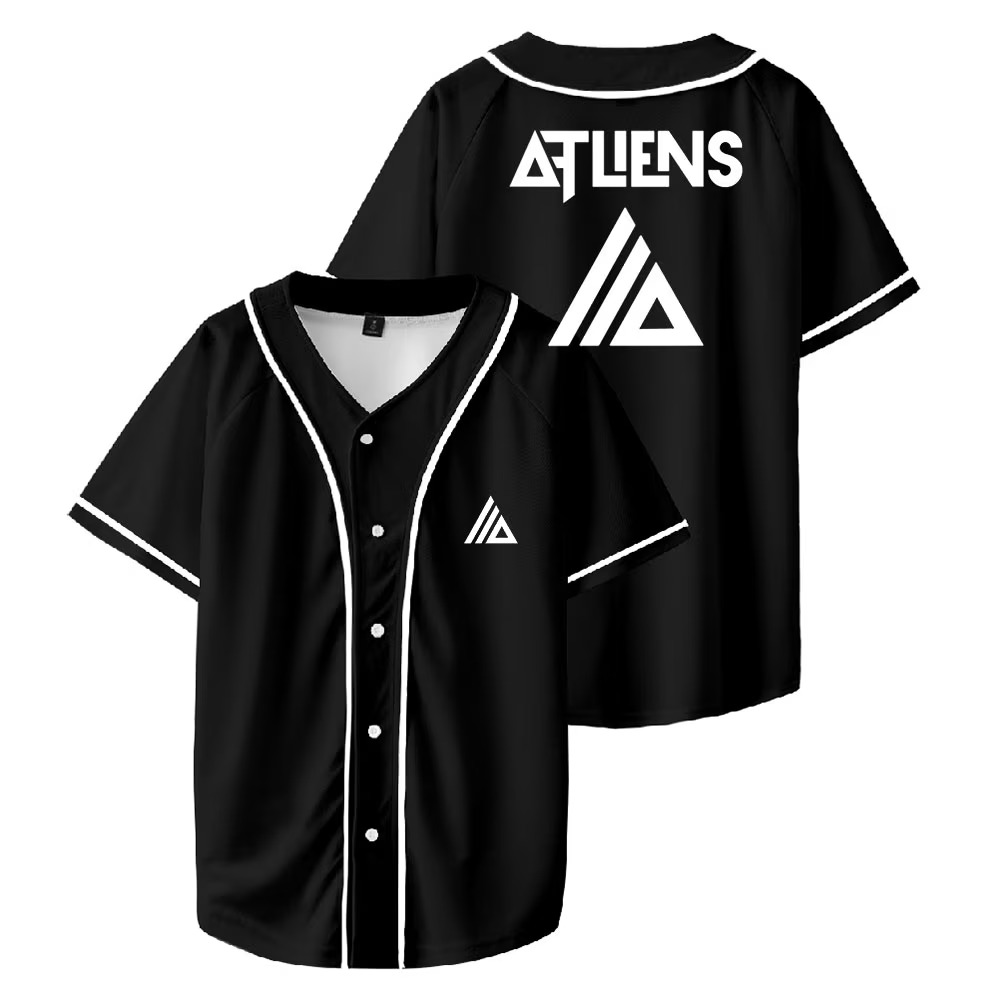 Atliens Merch Baseball Jersey For EDM Festivals Shirt Hip-hop V-neck Fashion Short Sleeve, Custom Color