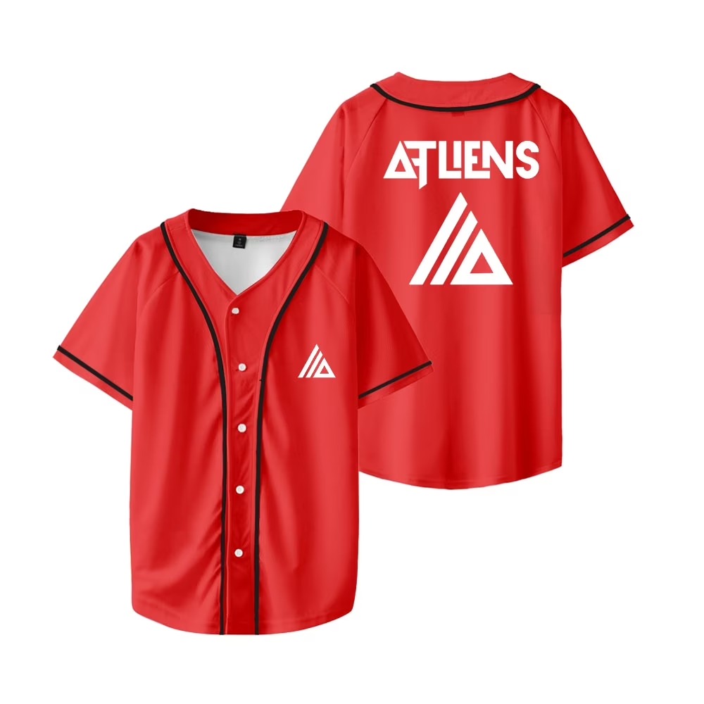 Atliens Merch Baseball Jersey For EDM Festivals Shirt Hip-hop V-neck Fashion Short Sleeve, Custom Color - Image 4
