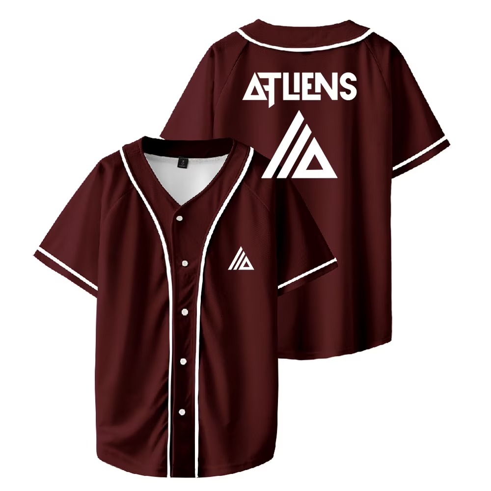 Atliens Merch Baseball Jersey For EDM Festivals Shirt Hip-hop V-neck Fashion Short Sleeve, Custom Color - Image 5
