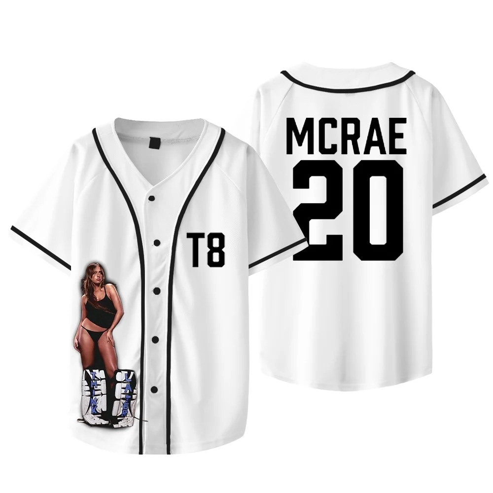 Custom Color Tate McRae T8 Merch Jersey Think Later Tour T-shirts Women Men Fashion Casual Short Sleeve Baseball Jacket - Image 2
