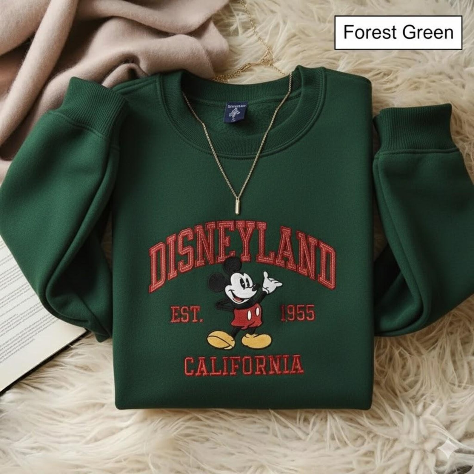 Embroidered Disneyland EST 1955 Sweatshirt, Disneyland Family Christmas Shirt, Mickey And Friends Shirt, Disneyland Trip Shirt - Image 4