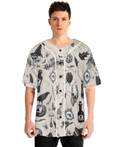 Alternative view of Funny Halloween Vintage Pattern Baseball Jersey