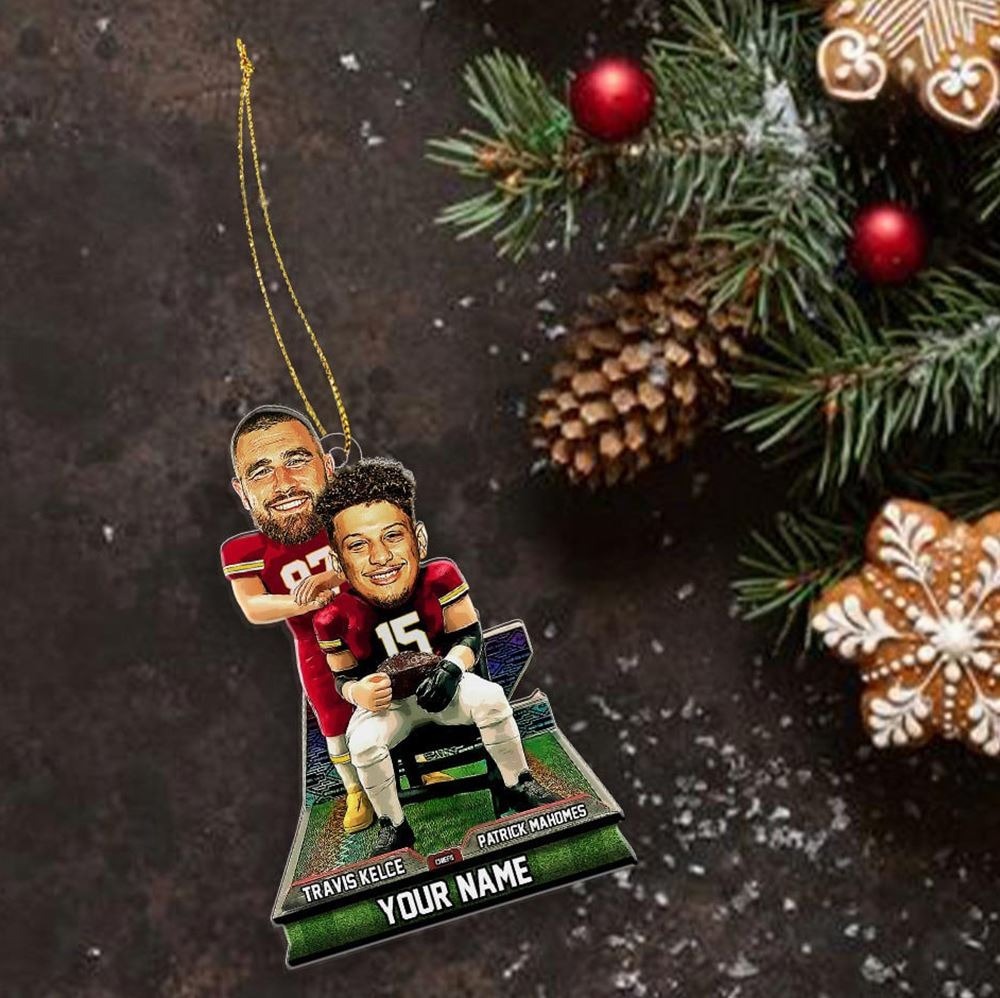 Custom Chiefs Football Christmas Ornament Travis Kelce Patrick Mahomes Step Brothers Kansas City Shape Ornament - Image 3