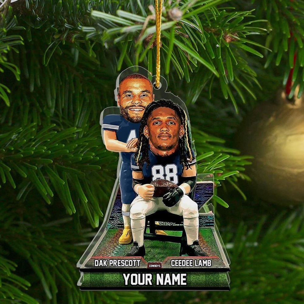 Custom Cowboys Football Christmas Ornament Dak Prescott Ceedee Lamb Step Brothers Dallas Funny Shape Ornament - Image 3