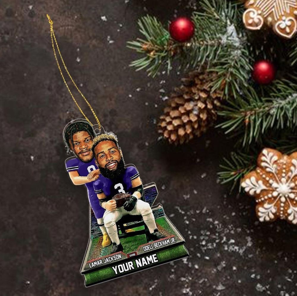Custom Ravens Football Christmas Ornament Lamar Jackson Odell Beckham Jr Step Brothers Baltimore Shape Ornament - Image 3