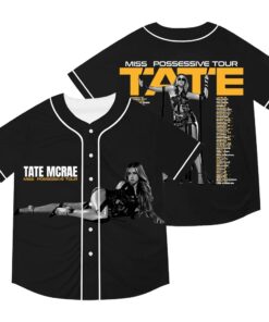 Custom Color Tate McRae Miss Possessive Tour Merch Baseball Jacket Tee Unisex Fashion Short Sleeve T-Shirts