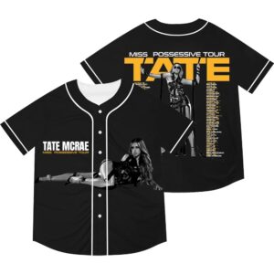 Custom Color Tate McRae Miss Possessive Tour Merch Baseball Jacket Tee Unisex Fashion Short Sleeve T-Shirts