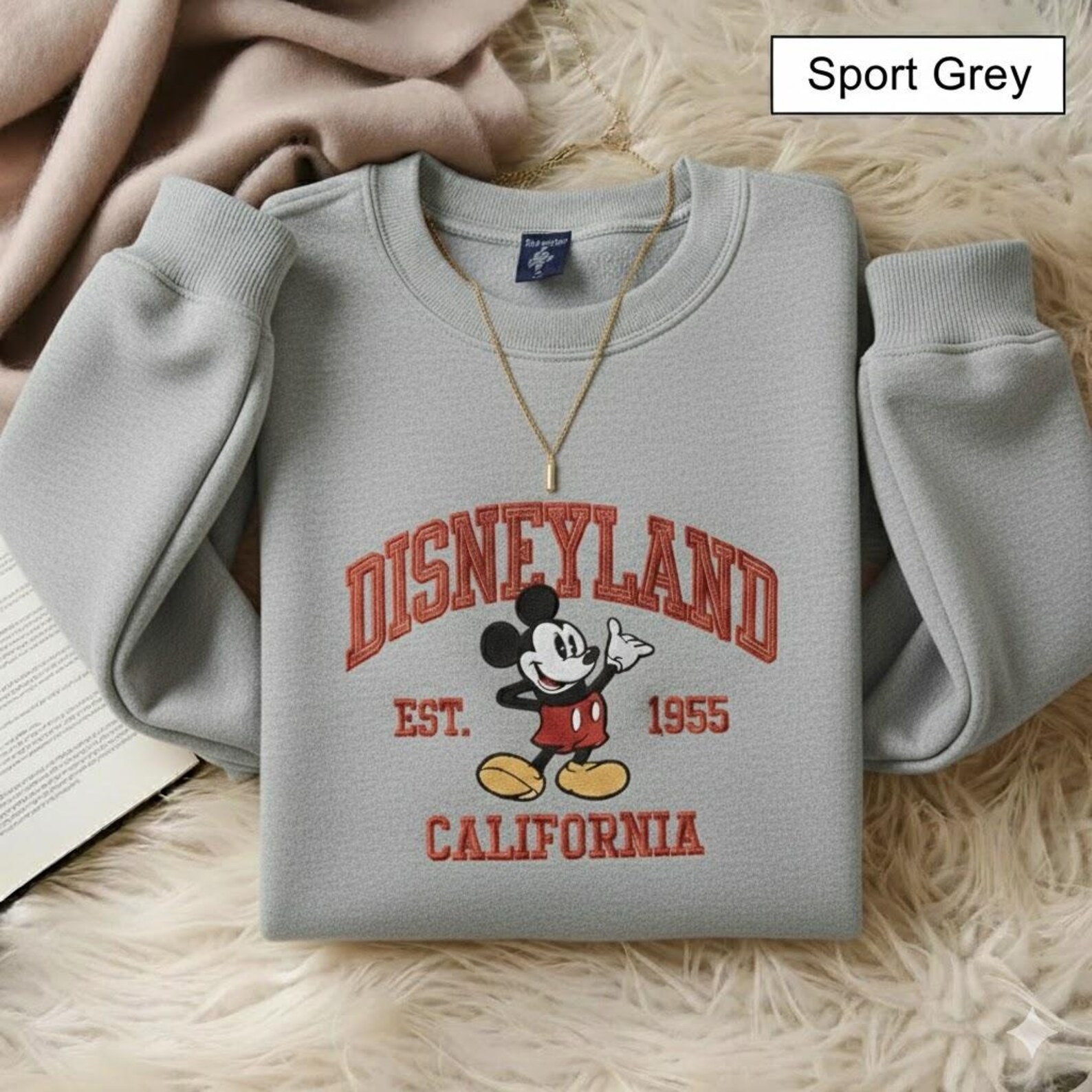 Embroidered Disneyland EST 1955 Sweatshirt, Disneyland Family Christmas Shirt, Mickey And Friends Shirt, Disneyland Trip Shirt - Image 2