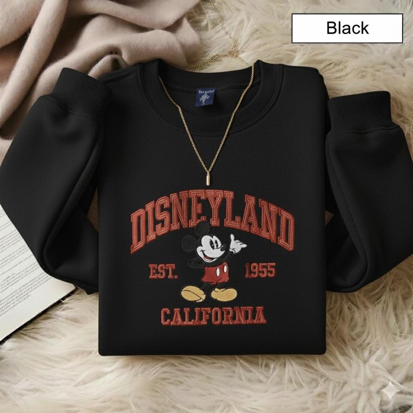 Embroidered Disneyland EST 1955 Sweatshirt, Disneyland Family Christmas Shirt, Mickey And Friends Shirt, Disneyland Trip Shirt - Image 3