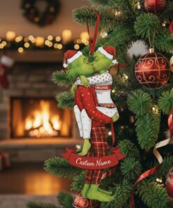 Personalized Grinch Couple Kissing Acrylic Ornament, Grinch Ornament, Couple Christmas Ornament, The Grinchmas Decor