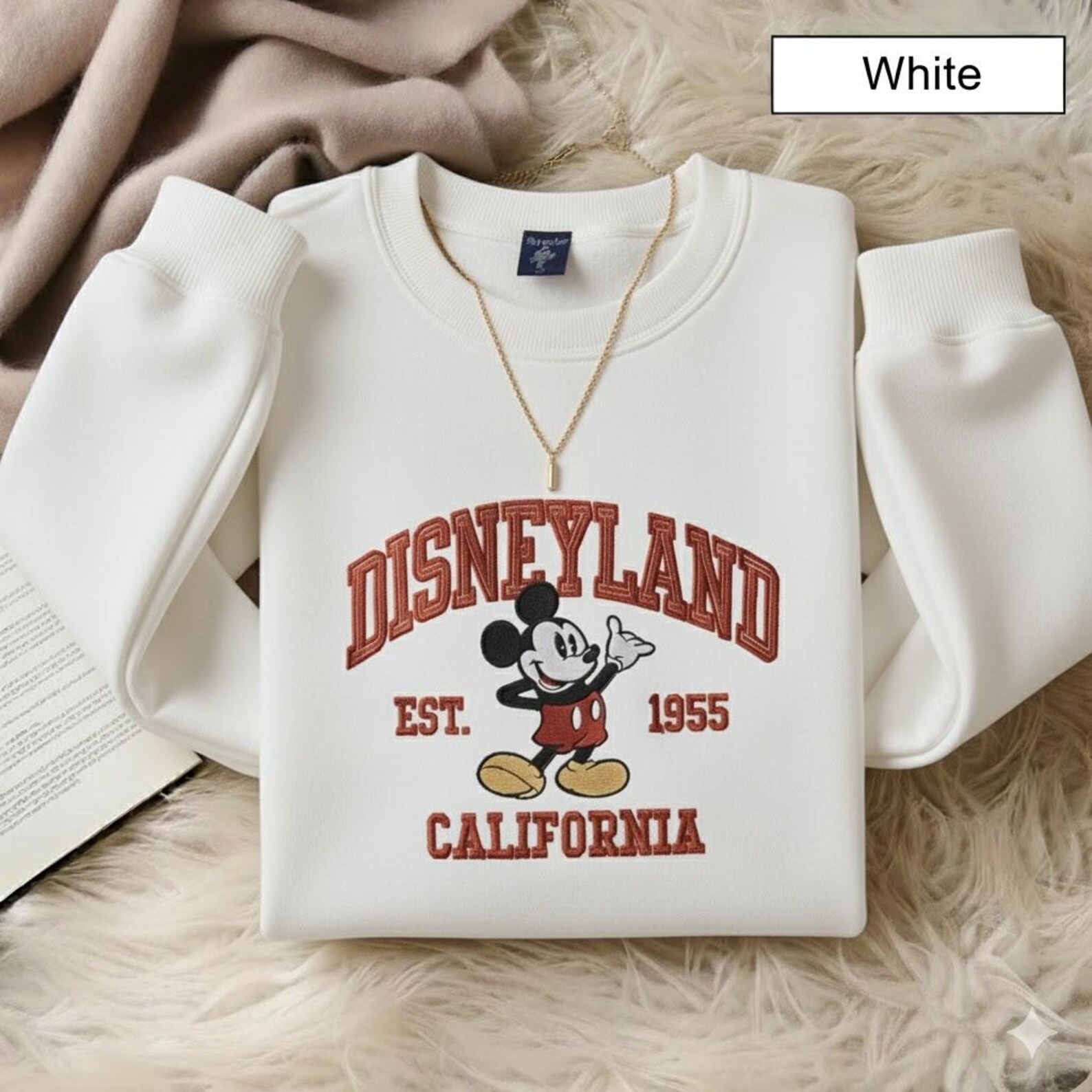 Embroidered Disneyland EST 1955 Sweatshirt, Disneyland Family Christmas Shirt, Mickey And Friends Shirt, Disneyland Trip Shirt