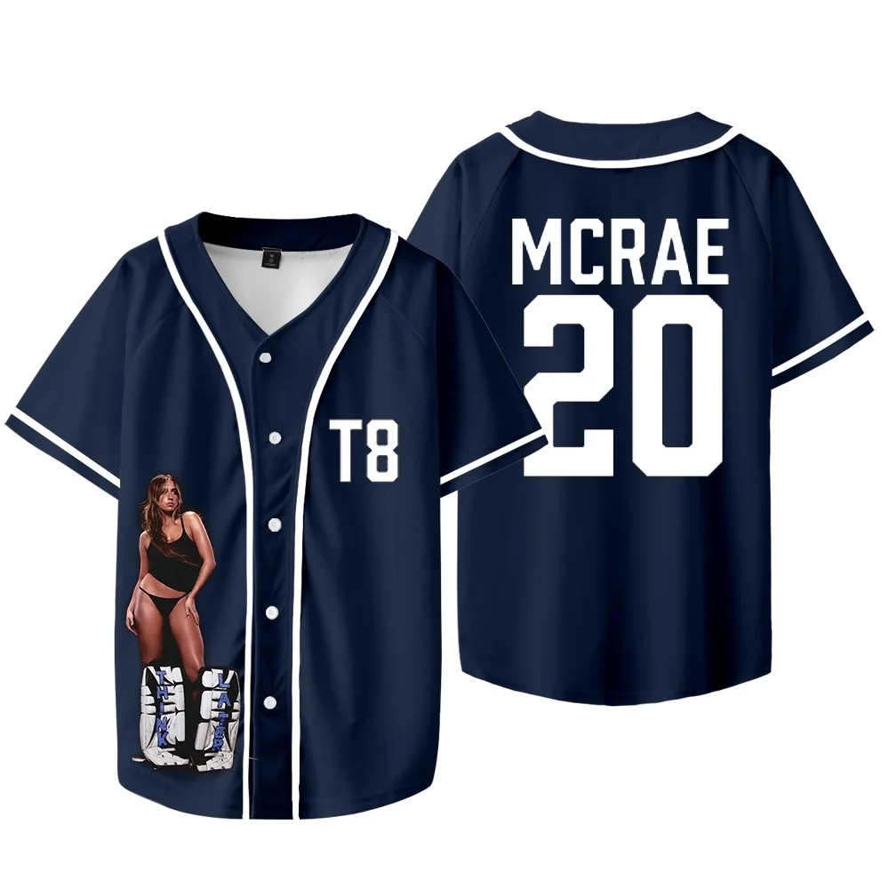 Custom Color Tate McRae T8 Merch Jersey Think Later Tour T-shirts Women Men Fashion Casual Short Sleeve Baseball Jacket - Image 3