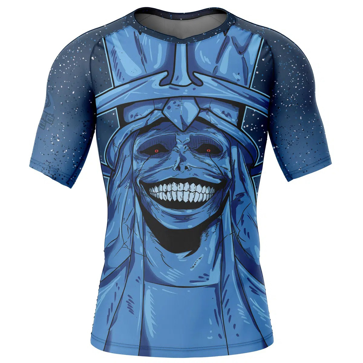 Statue of God Solo Leveling Short Sleeve Rash Guard Compression Shirt - Image 2