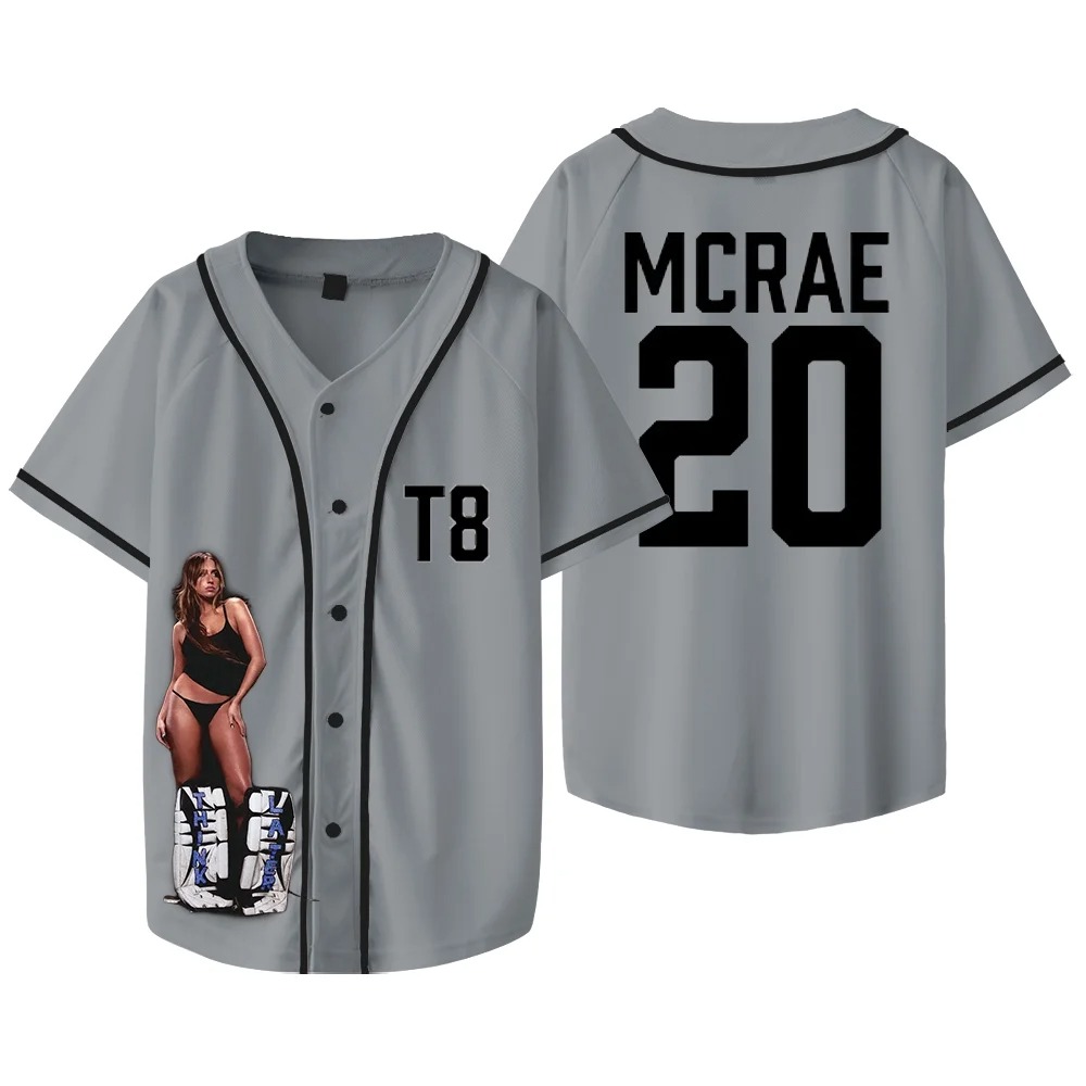Custom Color Tate McRae T8 Merch Jersey Think Later Tour T-shirts Women Men Fashion Casual Short Sleeve Baseball Jacket - Image 4