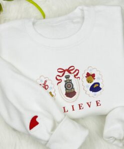 Christmas Embroidered Sweatshirt, Magic Train Movie Embroidered Sweatshirt, Belive Christmas Embroidered Sweatshirt