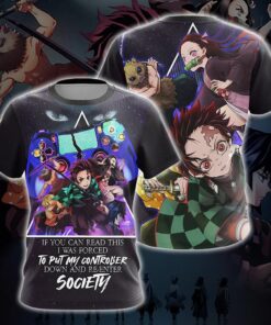 If You Can Read This I Was Forced To Put My Controller Down And Re-Enter Society Demon Slayer Unisex 3D T-shirt Zip Hoodie Pullover Hoodie