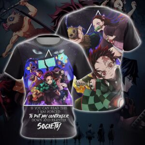 If You Can Read This I Was Forced To Put My Controller Down And Re-Enter Society Demon Slayer Unisex 3D T-shirt Zip Hoodie Pullover Hoodie