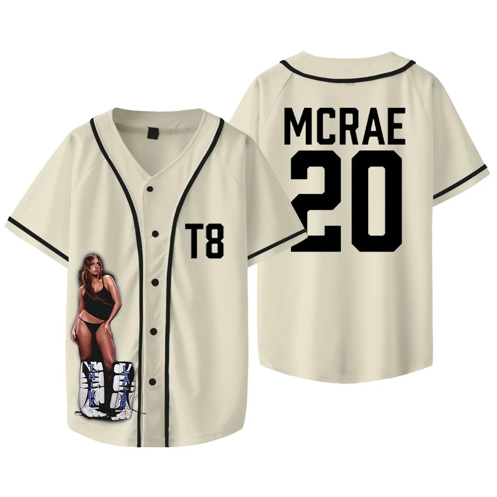 Custom Color Tate McRae T8 Merch Jersey Think Later Tour T-shirts Women Men Fashion Casual Short Sleeve Baseball Jacket - Image 6