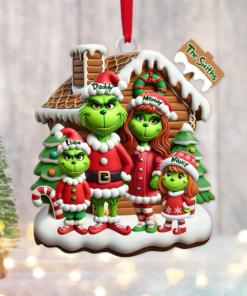 Grinch Monster Family Ornament, Our Grandkids Christmas Ornament, Personalized Acrylic Ornament