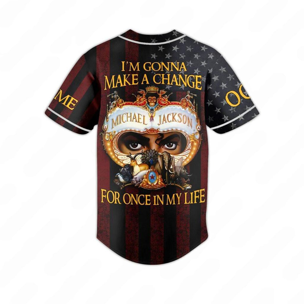 Michael Jackson Man in the Mirror I’m Gonna Make A Change Custom Baseball Jersey - Image 3