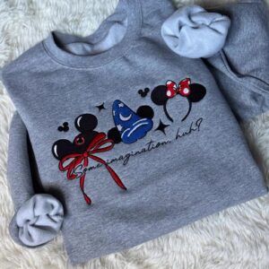 Coquette Some Imagination Huh Mickey Embroidered Crewneck Sweatshirt, Disney Fantasia Sorcerer Mickey Shirt