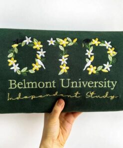 Alternative view of Embroidered Custom College Floral Sweatshirt, Floral Letter Embroidered Hoodie, College Hoodie Sweatshirt