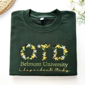Embroidered Custom College Floral Sweatshirt, Floral Letter Embroidered Hoodie, College Hoodie Sweatshirt