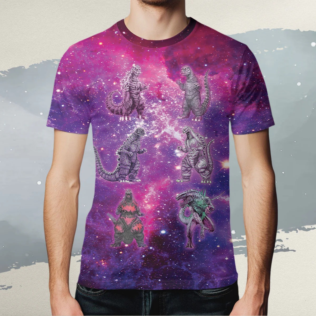 Godzilla All Over Print T-shirt - Godzilla Purple Collection T-shirt - Image 2