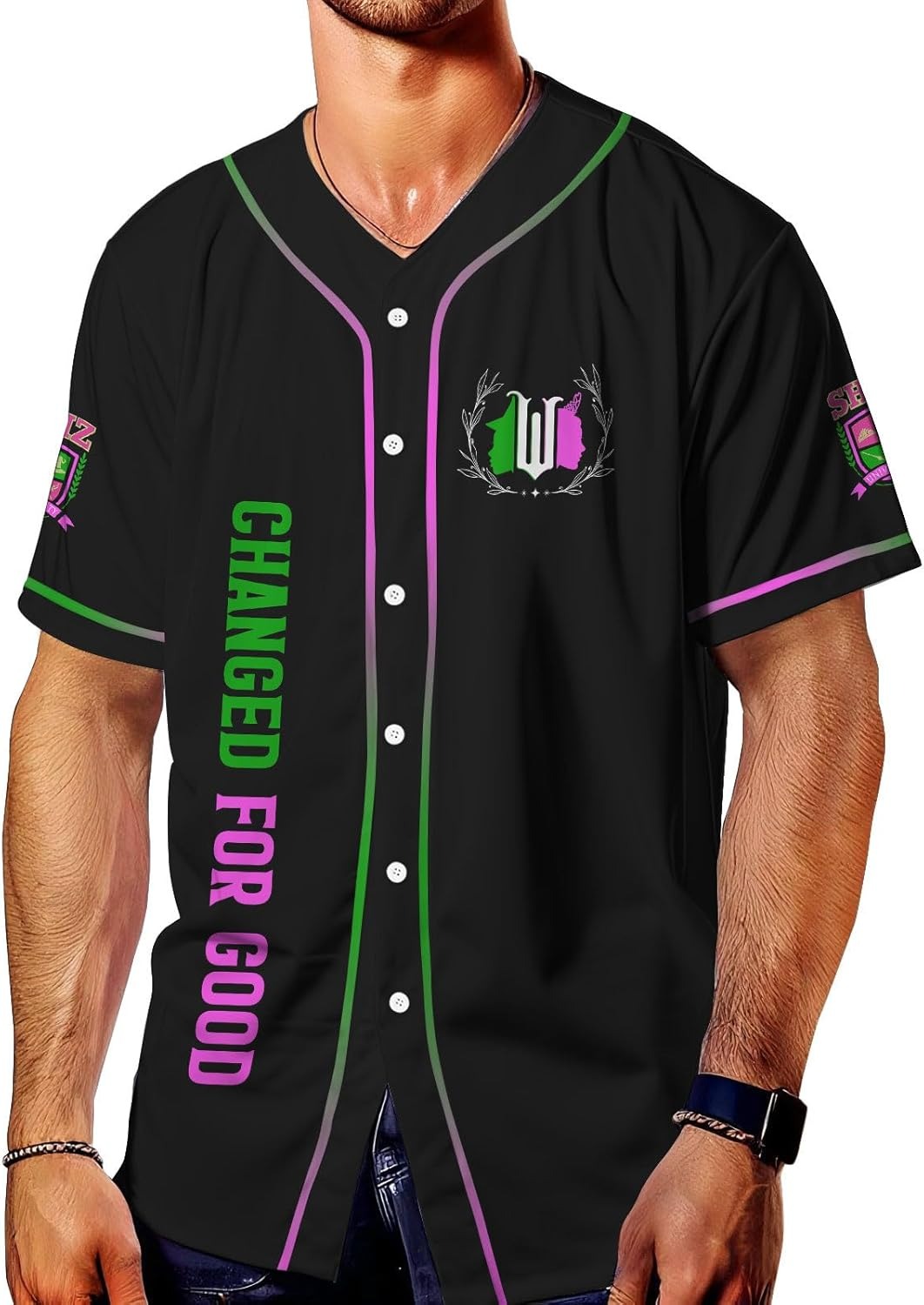 Wicked Witch Baseball Jersey, Movie Character Jersey Button Down Shirt - Image 2