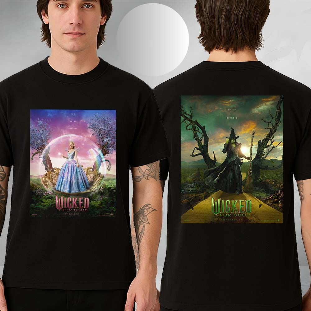 Wicked For Good Movie Poster Tee Featuring Glinda And Elphaba 2025 Film T-Shirt