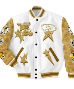 Alternative view of Customized Yellow White Chris Brown XX Concert 2025 BaseBall Jacket, Breezy Bowl XX 2025 BaseBall Jacket