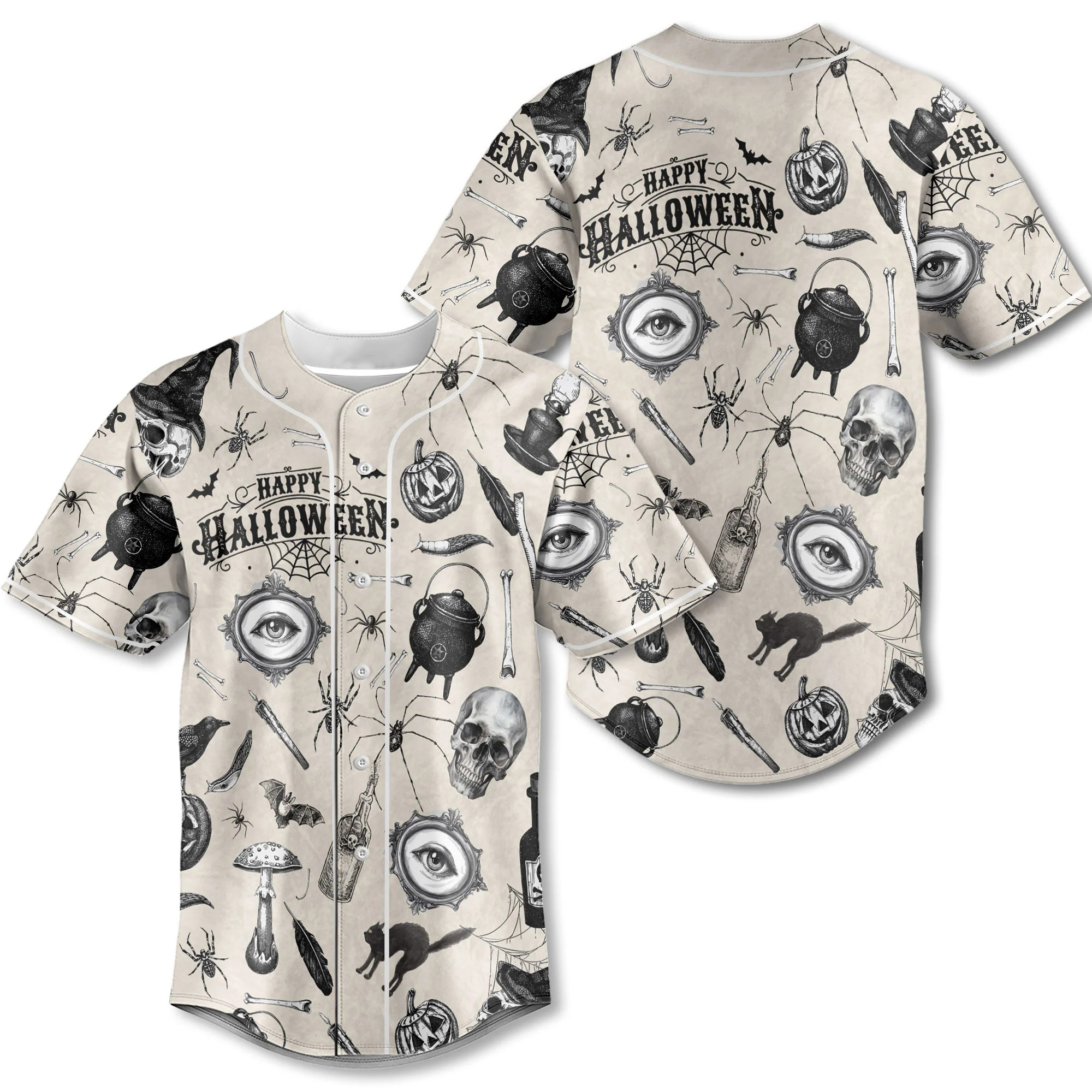 Funny Halloween Vintage Pattern Baseball Jersey